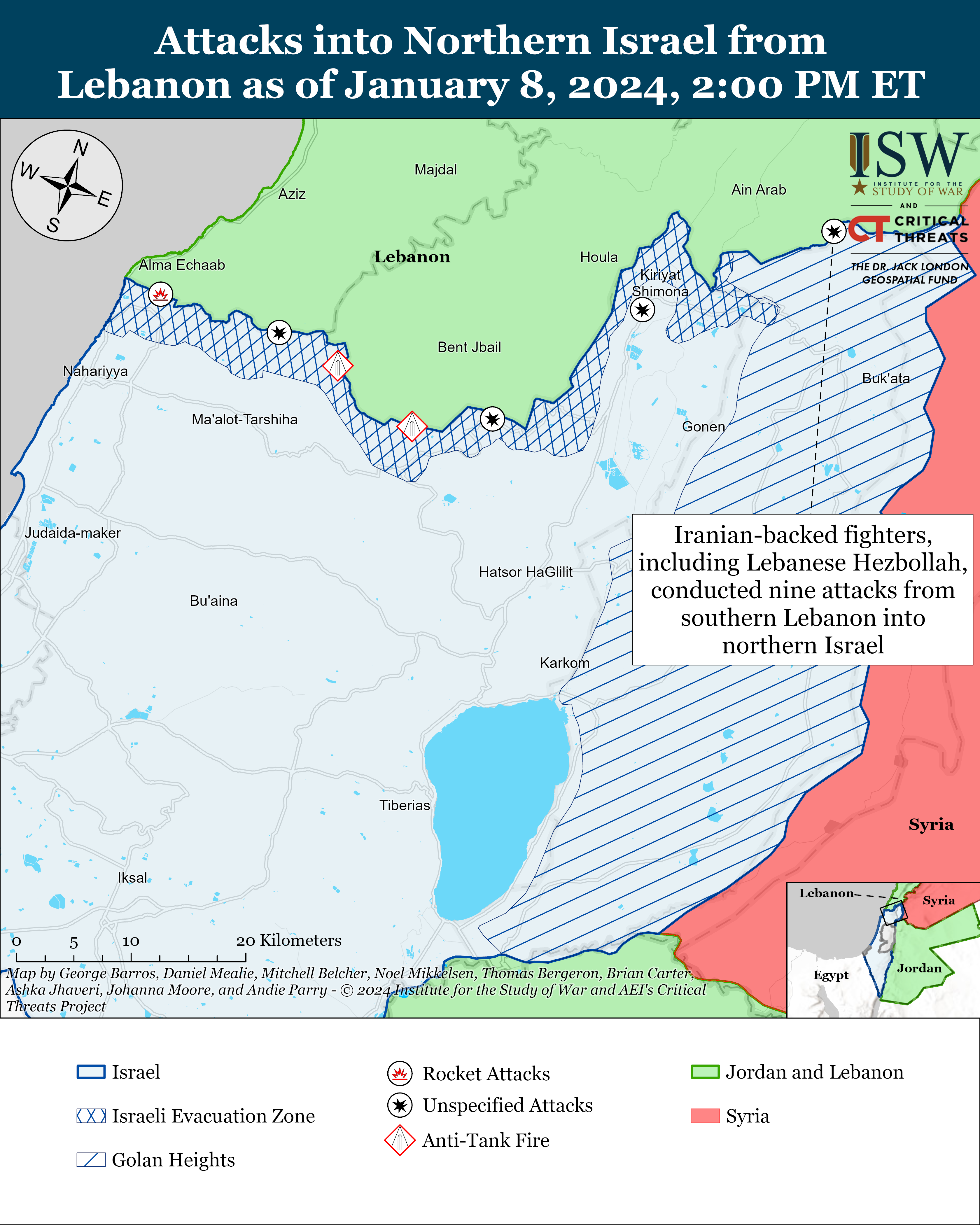 Iran Update January 8 2024 Institute For The Study Of War   Northern Israel Battle Map January 8%2C2024 